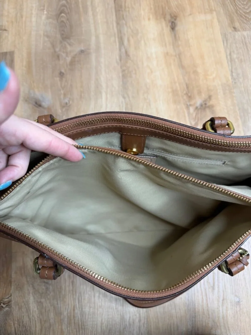 Coach Peyton Leather Jordan Double Zip Carryall Bag F25669 Chestnut EUC - Picture 12 of 12